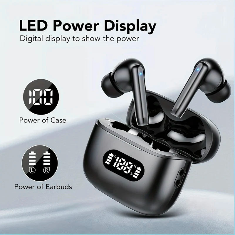 ProX Wireless Earbuds ANC 40dB, BT 5.3, 6-Mic ENC, LED