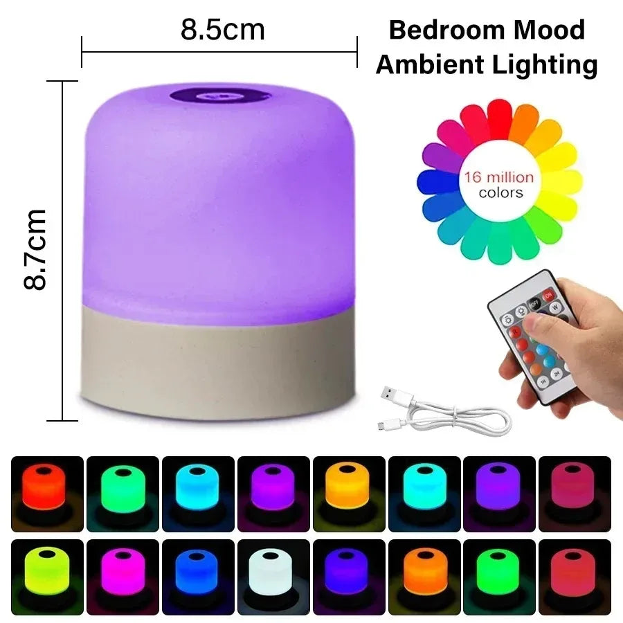 Touch Night Light RGB Rechargeable Remote Dimmable