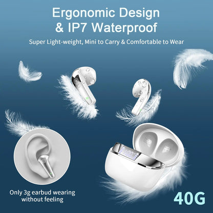 SoundSync Pro TWS Bluetooth 5.3 Earphones, 40H, ENC, LED