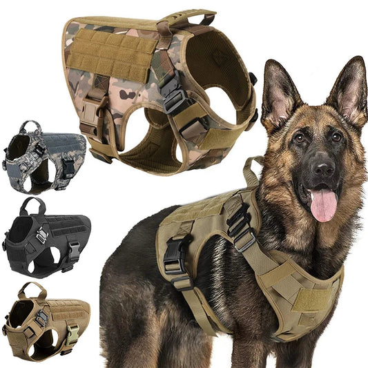 Tactical Dog Harness Training Vest Customizable Black/ Army Green