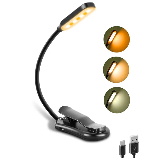 Rechargeable Book Reading Light - 3 Colour Eye-Caring Lamp