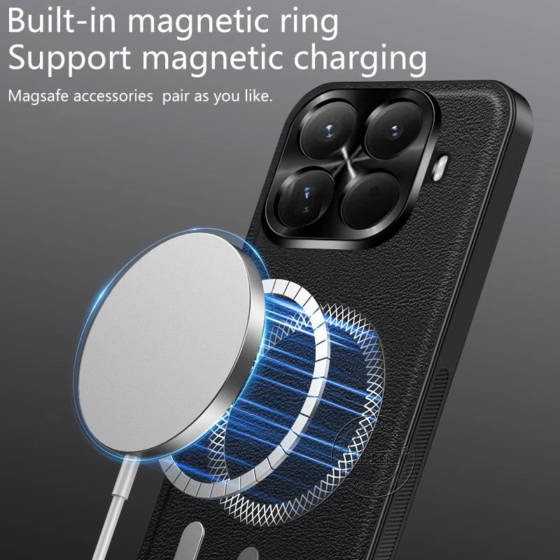 Premium Luxury Leather Xiaomi 15T Metal Ring Case