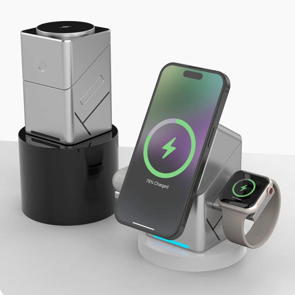 Qi2 3-in-1 Magnetic Wireless Charger for iPhone Apple Watch AirPods