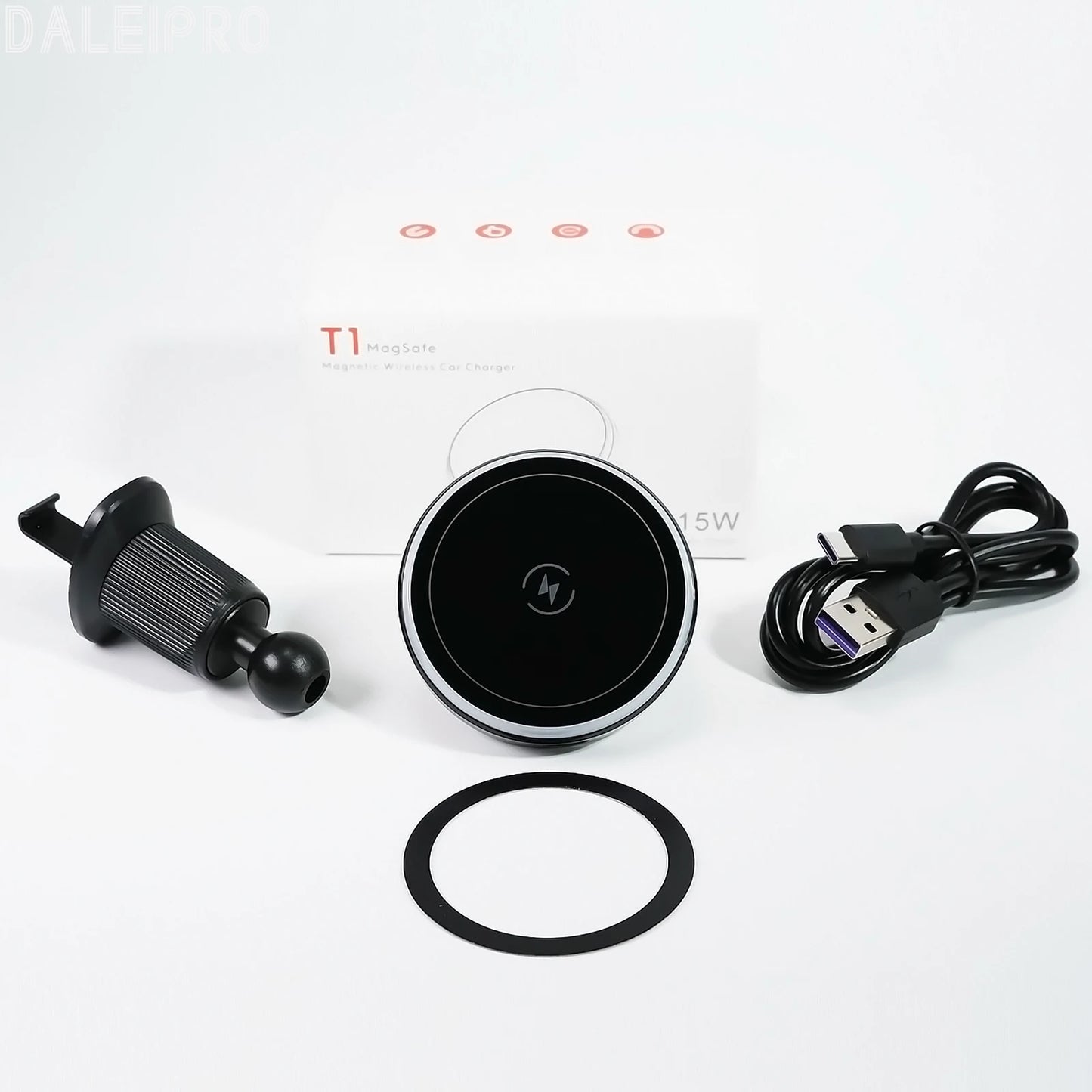 RGB LED Magnetic Wireless Car Charger | 15W MagSafe Mount