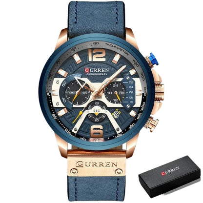 Military Leather Chronograph Wristwatch