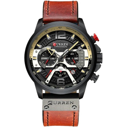 Military Leather Chronograph Wristwatch